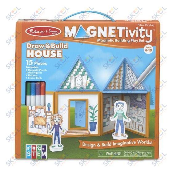 Magnetic Building Play Set Draw & Build House