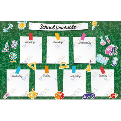 Green doodle school timetable 17 x 11