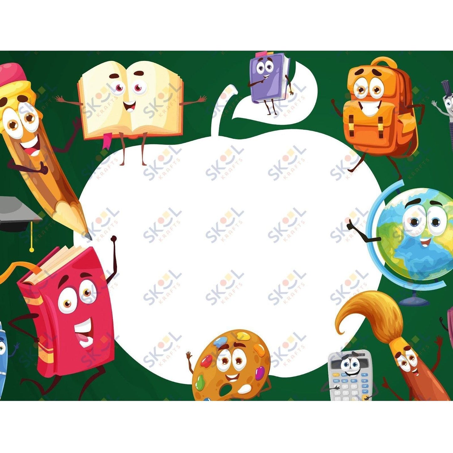 Awards - blank apple - school items characters 12 Pack (11x8.5)