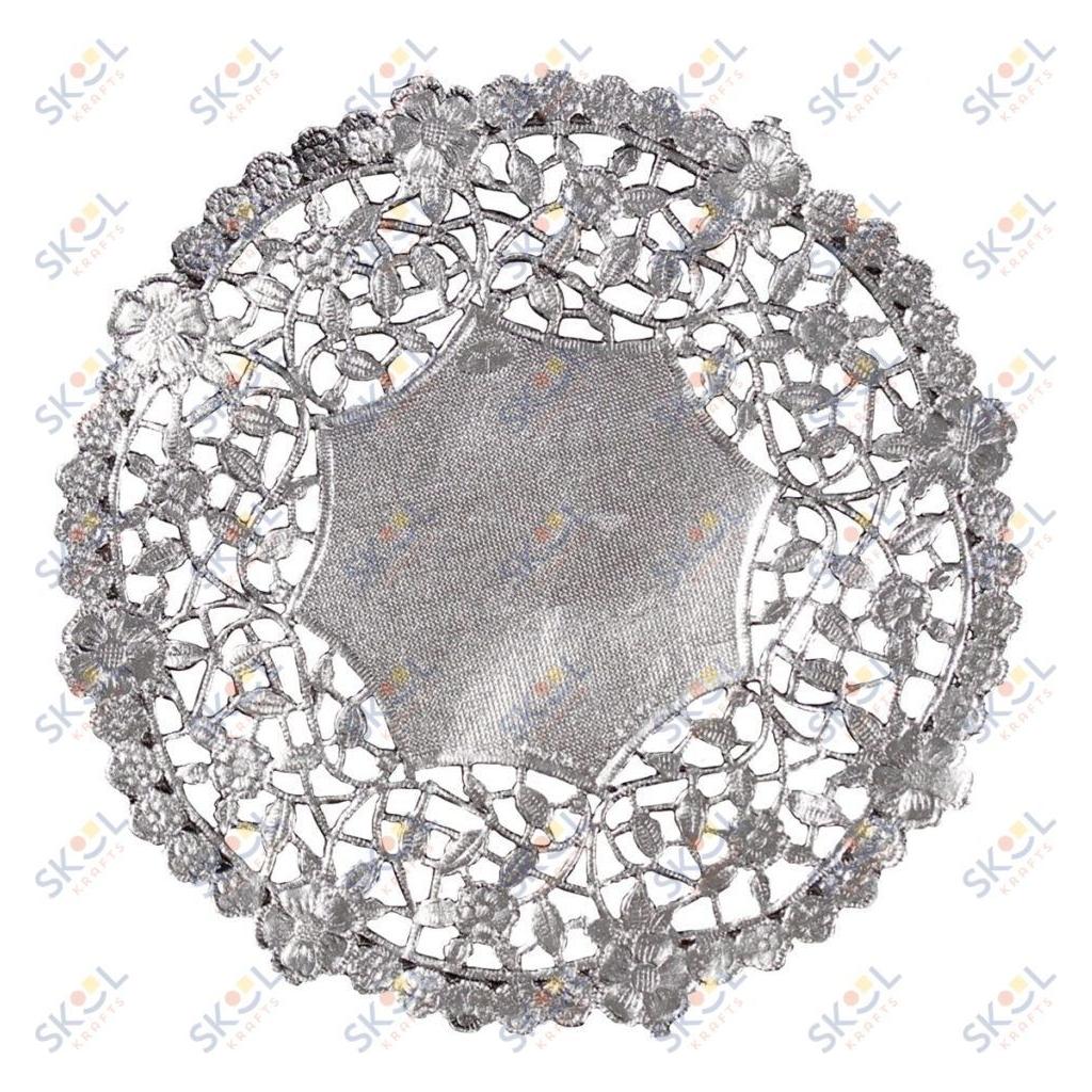 Round Paper Lace Doilies Silver (4", 12/pk)