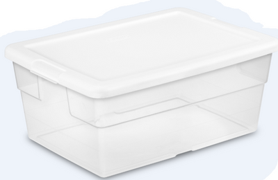 Clear Container With White Cover 16qt 16 x 11 x 7