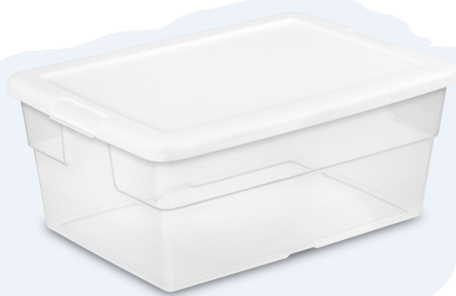 Clear Container With White Cover 16qt 16 x 11 x 7