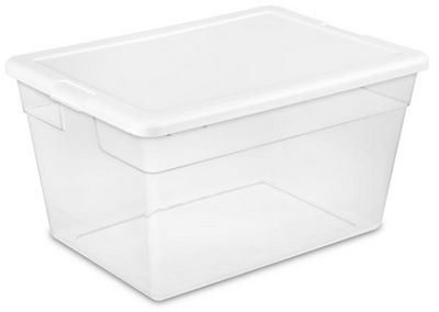 Clear Container With White Cover 56qt 22 x 16 x 12