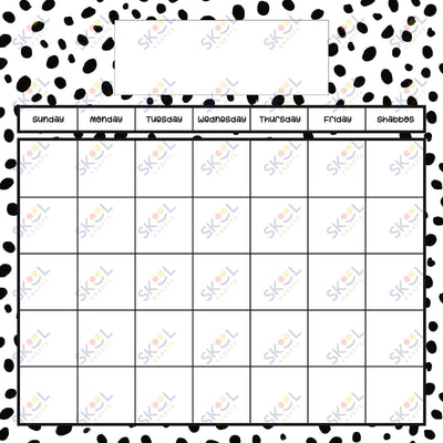 Black dots english calendar 24x24