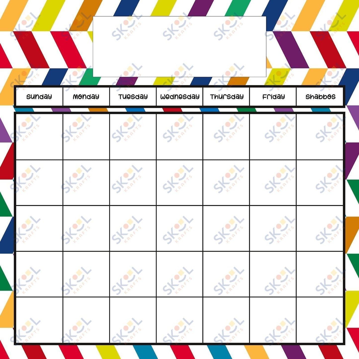 colorful pattern english calendar 24x24
