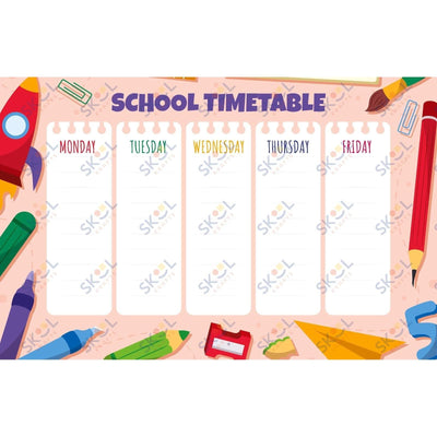 noteboook paper timetable 17 x 11