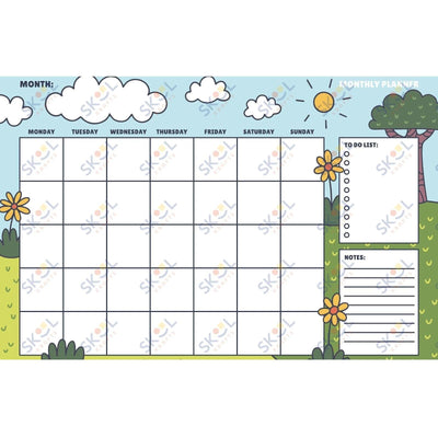 hand drawn montly planner 17 x 11