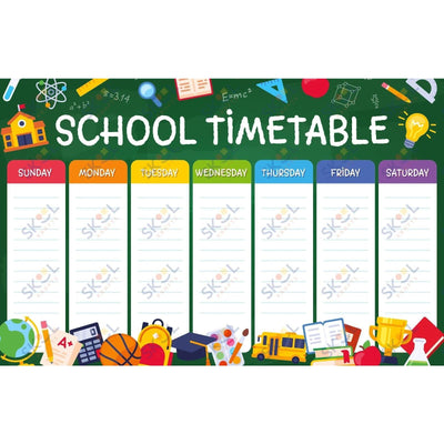 rainbow chalkboard school timetable 17 x 11