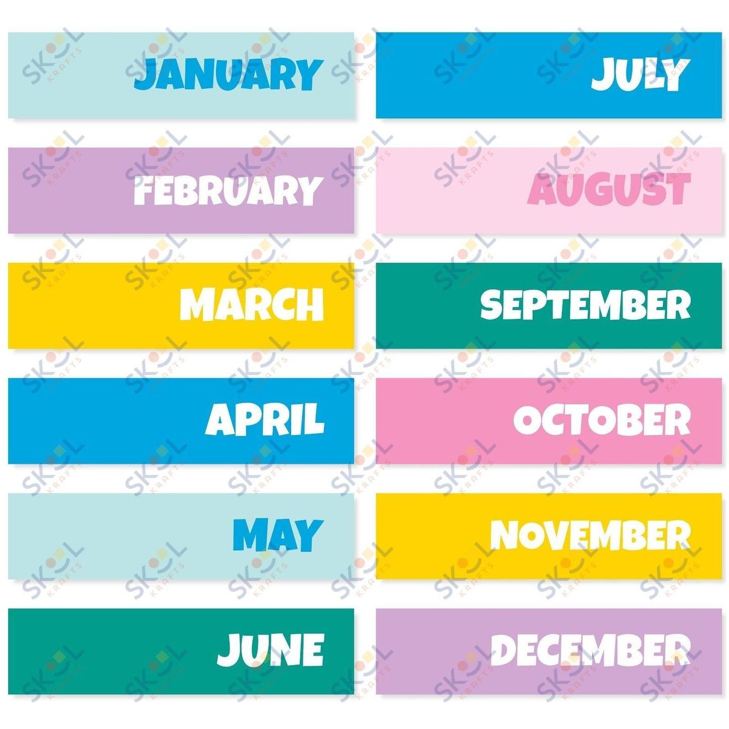 colorful months of the year rectangle 24x22.88 in