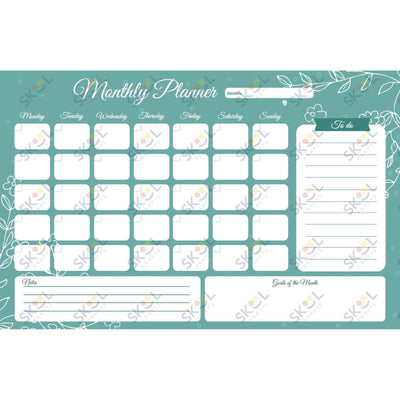 teal monthly calendar 17 x 11