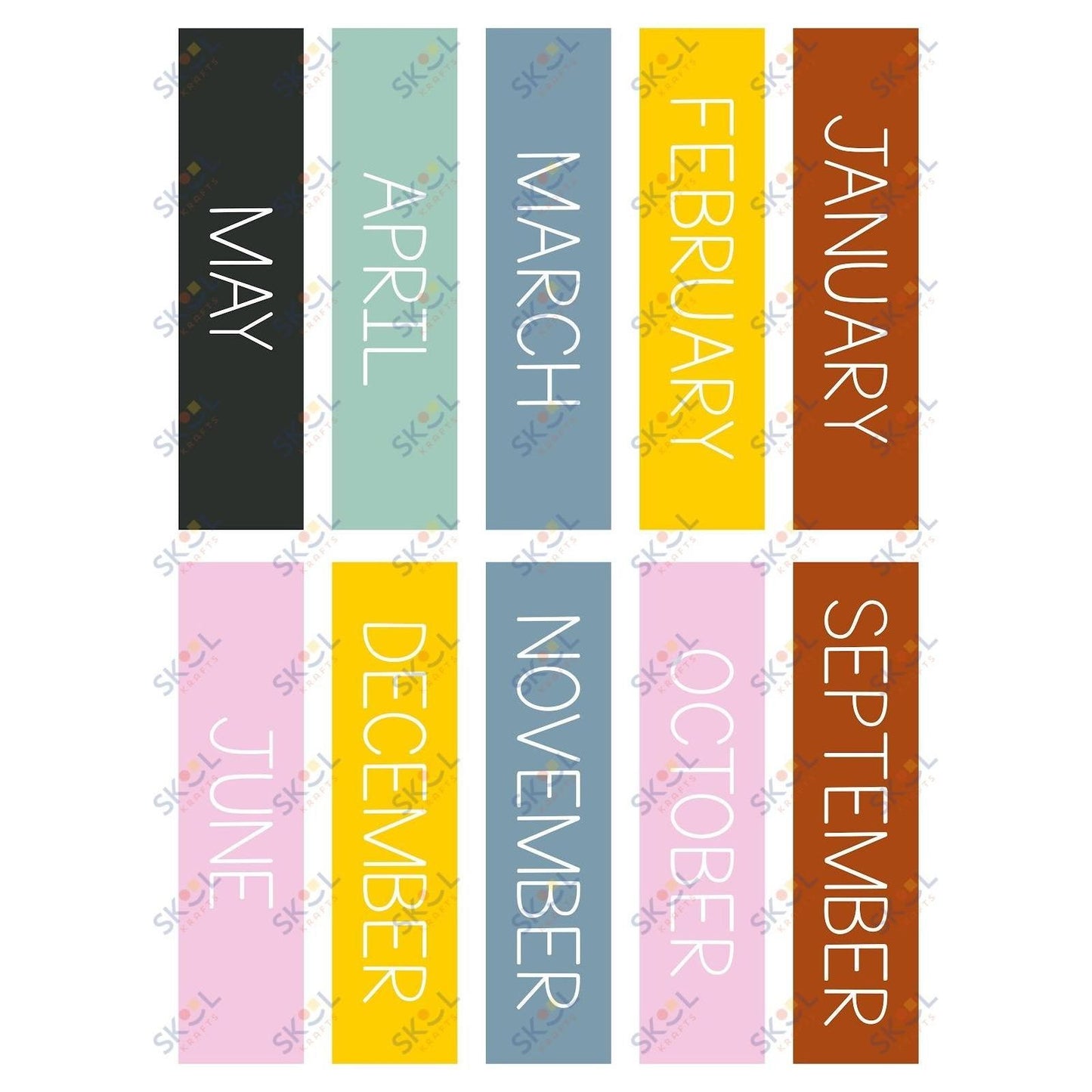 colorful months of the year flag 24x28 in laminated not die cut