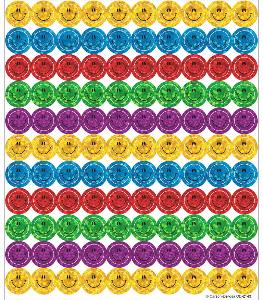 Smiley Face Multi Color Stickers 440/stickers 3/8"