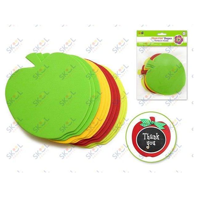 6" Apple Foam Shapes Asst Colors 12/pk