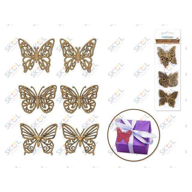 1.5"-2" Laser-Cut Ornate Wood Shapes 6pc 2mm Thick