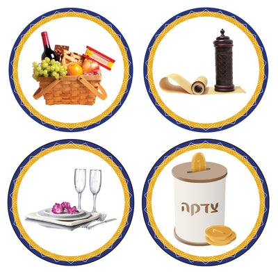 4 Mitzvahs of Purim Cutout 2" 5 Sets