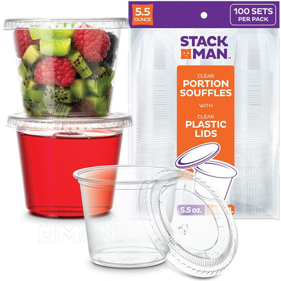 Clear Plastic Cups With Lids 5.5oz (24 Pack)