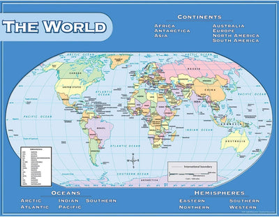 World Map Chart 17" x 22"