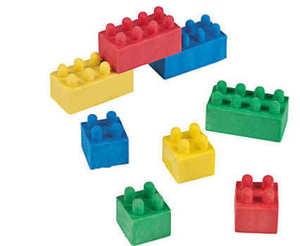 Rubber Color Brick Erasers 24/pk