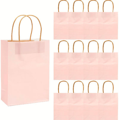 Paper Gift Bags 12/pk 6 1/2" x 3 1/4" x 9"  (Light Pink)