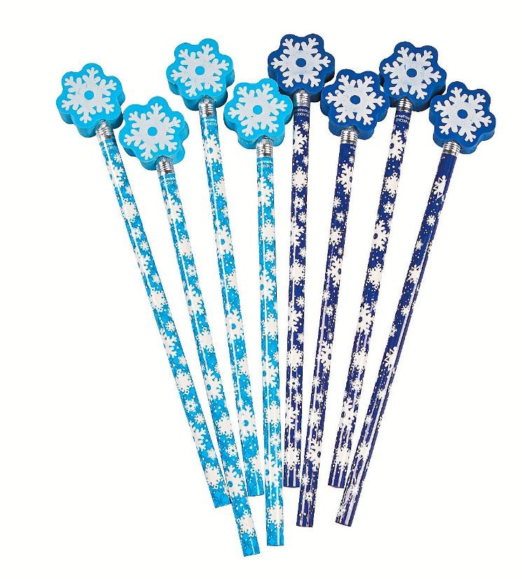 Snowflake Pencil With Top Erasers 12/pk
