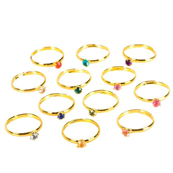 Metal Birthstone Rings 36/pk