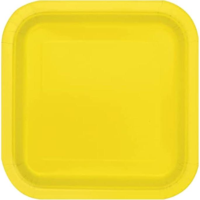 Square Plates 9" 14/ct Neon Yellow