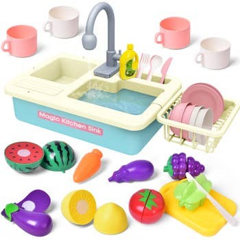 Play Sink Toys Include Play Food 15.7" 31 Pcs