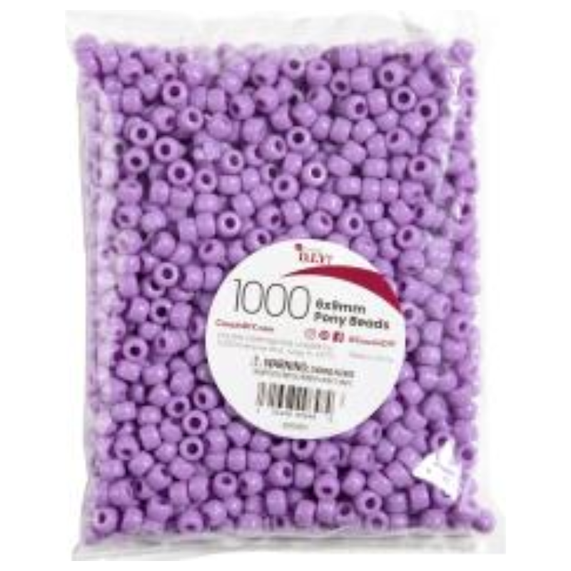 Pony Beads 6 x 9mm (Purple, 900-1000 Pcs)