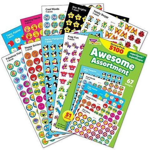 Awesome Assortment Stickers Variety Pack 7/16" (51 Sheets)