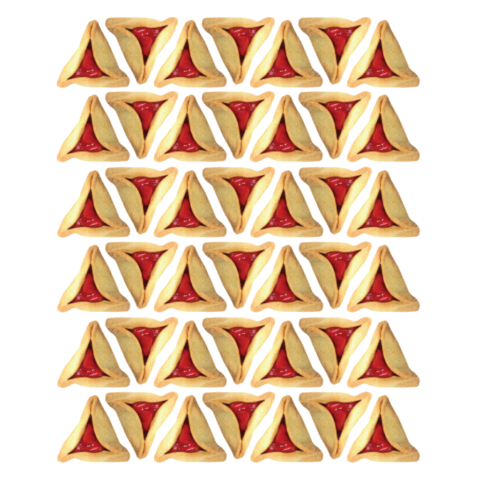 Hamentashen Stickers 1" Triangle Color Print 10/pk