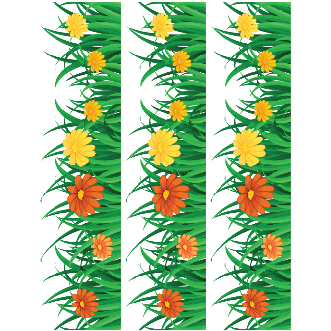 Flower Strips Stickers 6 1/2" x 1 1/2" Color Print 10/pk