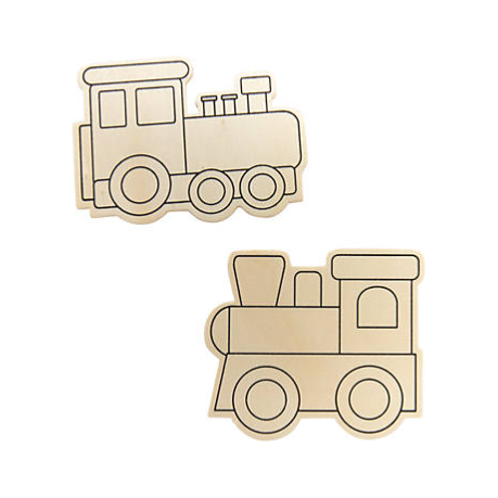 Color Your Own Trains Wood Cutout 24/pk