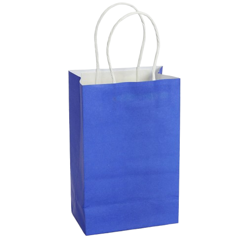 Paper Bags With Handle 5.25" X 8.25" X 3.25" Blue 10/pk