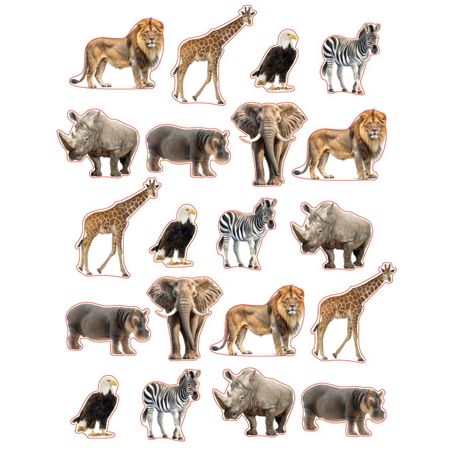 Wild Animal Die Cut Stickers Color Print 10/pk Large
