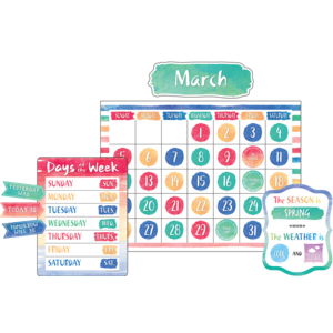 Watercolor Calendar Bulletin Board Display Set 24" x 18" 87/pk