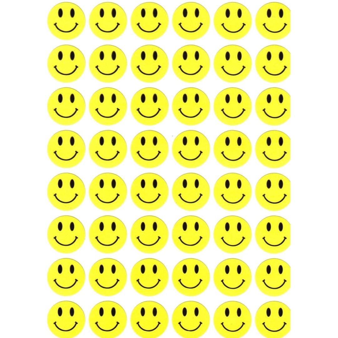 Yellow Smiley Stickers 3/4" (10 Sheets)