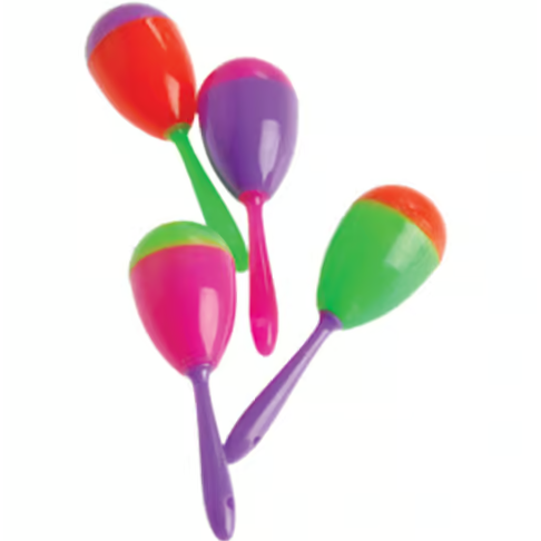Plastic Bright Mini Maracas 12/pk 2 3/4"