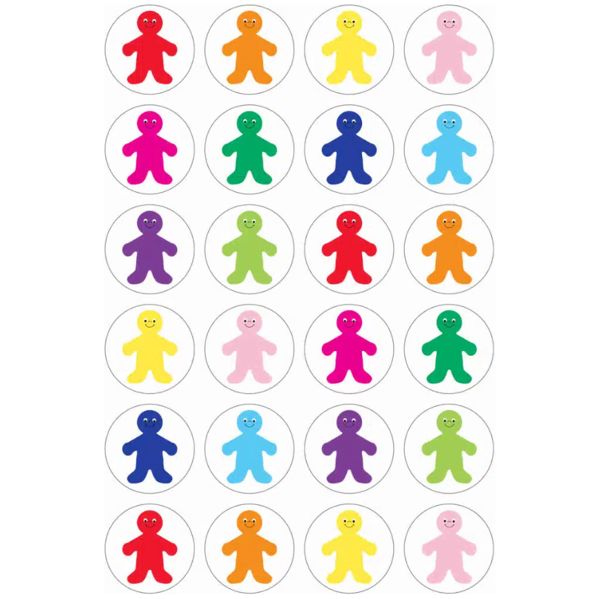 Rainbow People Stickers 1" (3 Sheets)