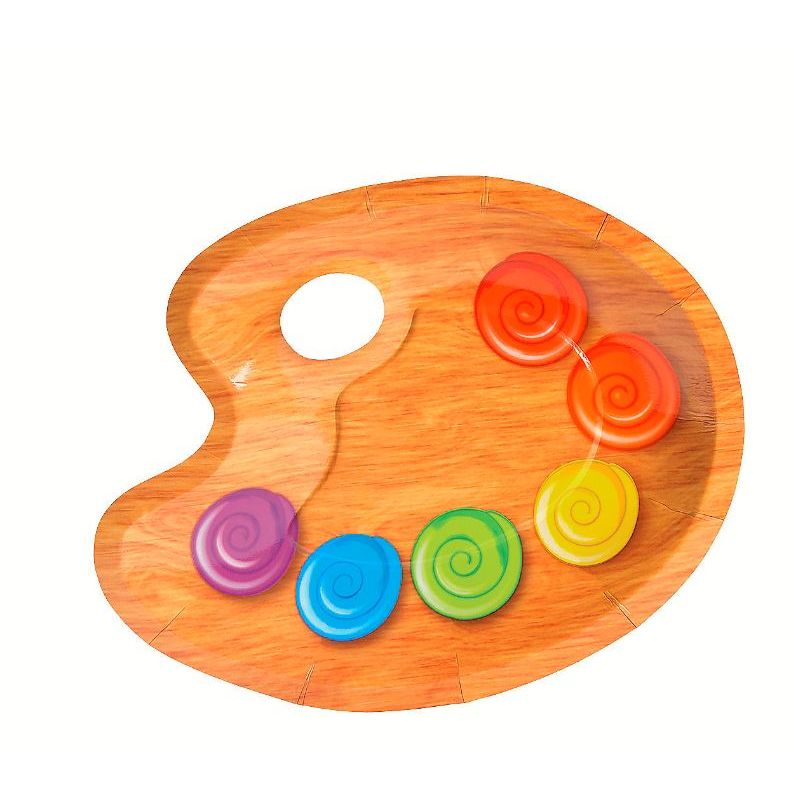 Artist Party Paint Palette Dessert Plates 8/pk