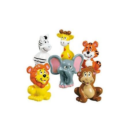 1 1/2" Mini Hippo, Monkey, Tiger & Parrot Zoo Animals - 12 Pc.