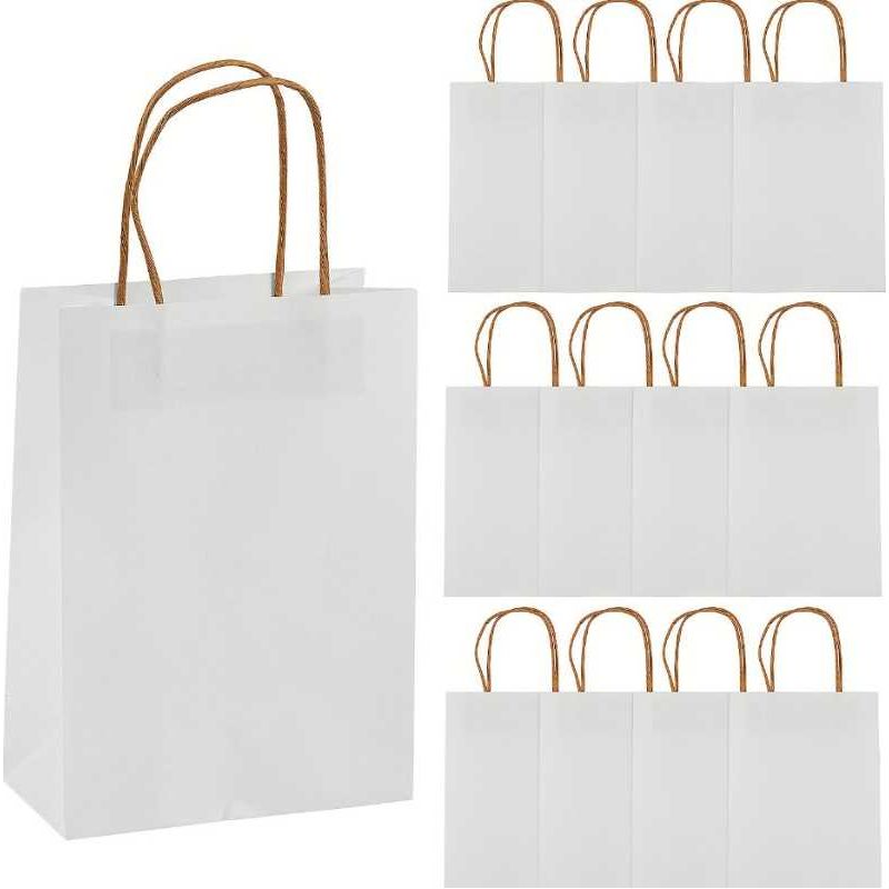 Paper Gift Bags With Handle 7" x 1" x 13" (White) 12/pk