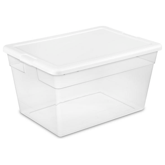 Clear Storage Container With White Cover 56qt 22 x 16 x 12