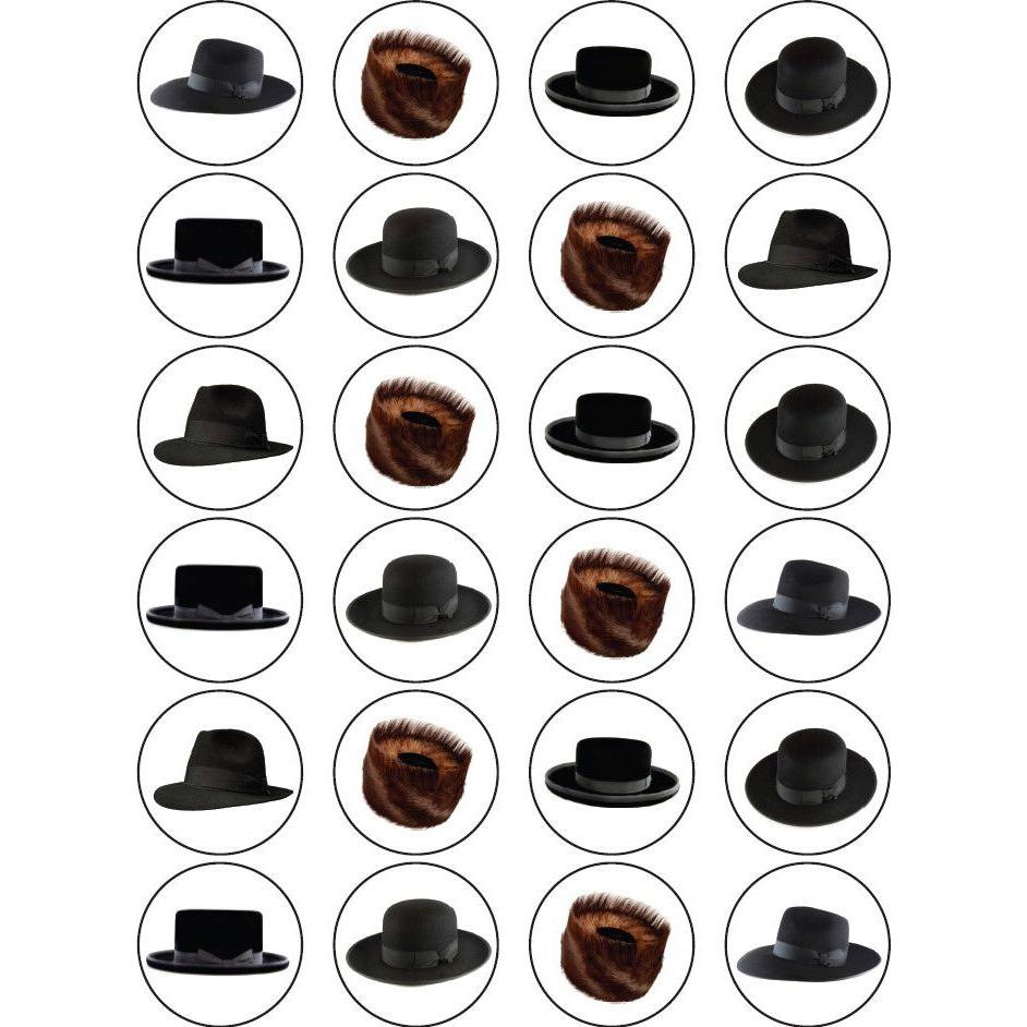 Hat Collection Stickers Round 25MM Color Print 10/pk