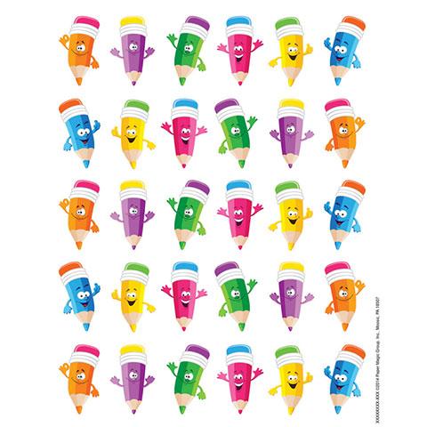 Pencil Smiley Faces Theme Stickers 1" 120/pk