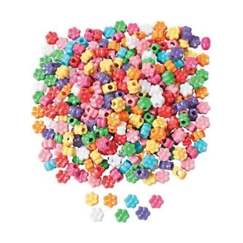 Plastic Flower Pony Beads 1/2 Lb. (approx 600pcs)