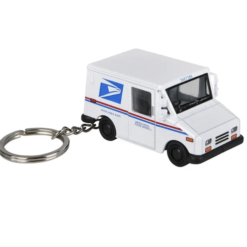 2.5" Die-Cast Pull Back Mini Postal Carrier Truck Keychain, 1pc