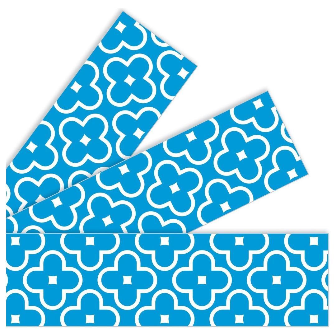 Floral Blue Borders 2 3/4in x 35 3/4ft 12/pk (Discontinued)