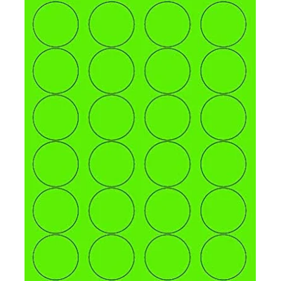 Laser Labels Round Green 24 on Sheet 20/Pk