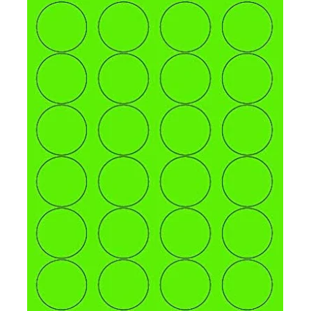 Laser Labels Round Green 24 on Sheet 20/Pk