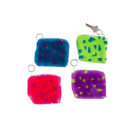 Plush Spotted Coin Purse Keychains 4 1/4" x 4" 12/pk